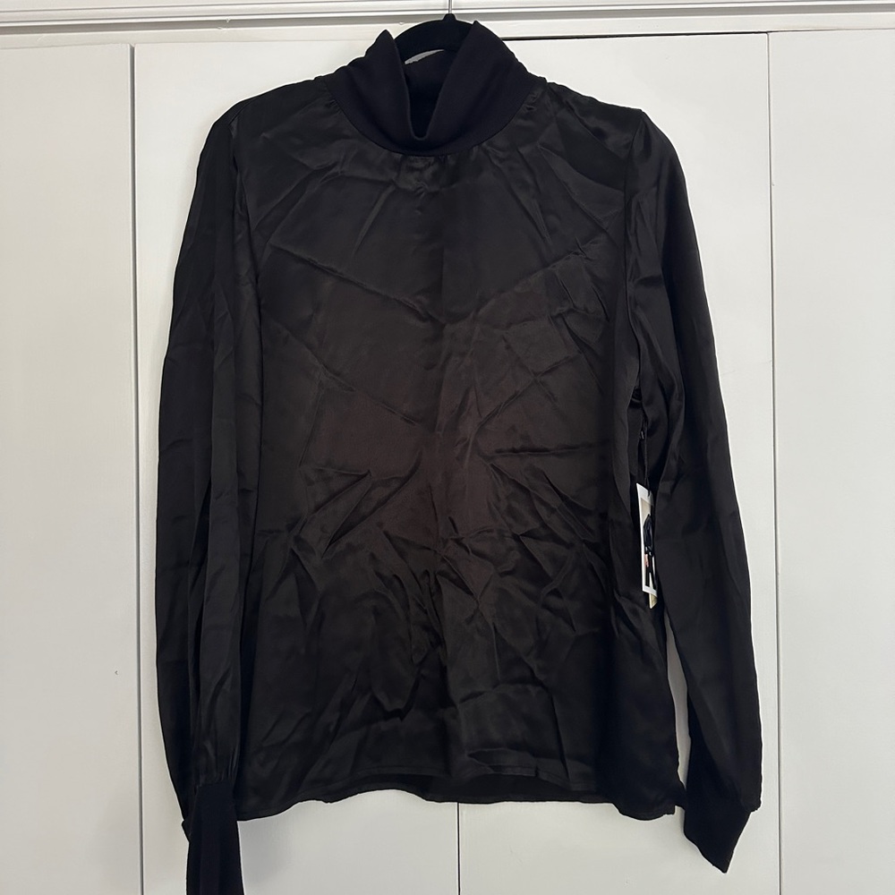 Nation LTD Black Long Sleeve Blouse w/ Back Cut-Out L